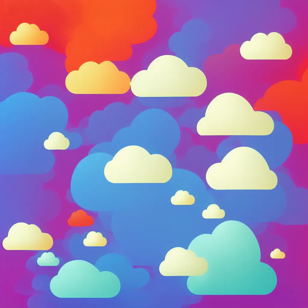 Image similar to a simple micro-service deployed to a public cloud, security, attack vector, trending on Artstation, painting by Jules Julien, Leslie David and Lisa Frank, muted colors with minimalism