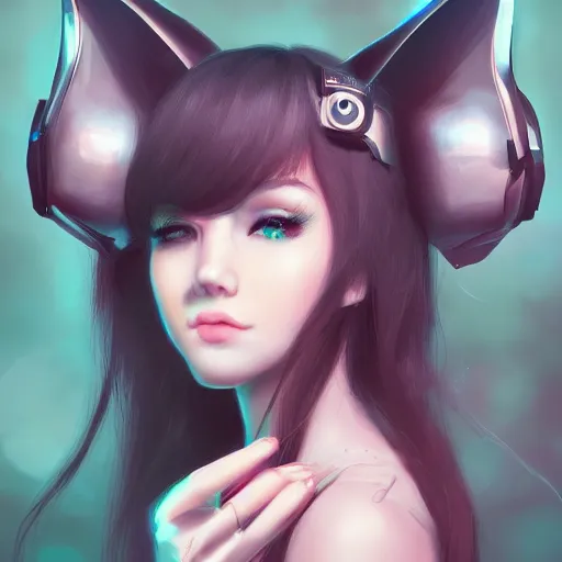 Image similar to portrait of a beautiful cute girl with robot ears falling into the third dimension by Ross Tran, 4k, intricate details