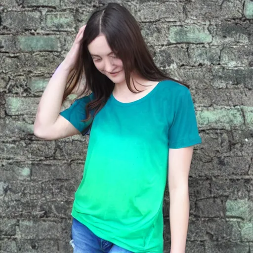 Prompt: green blue (ombre) t shirt