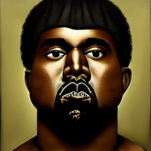 Image similar to a portrait of Kanye West in the style of Francisco Goya, dark, creepy, high contrast, nihilistic