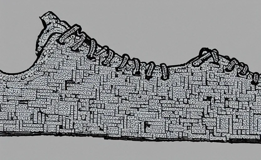 Prompt: sneaker made out of lego, ink drawing, jacques - louis david