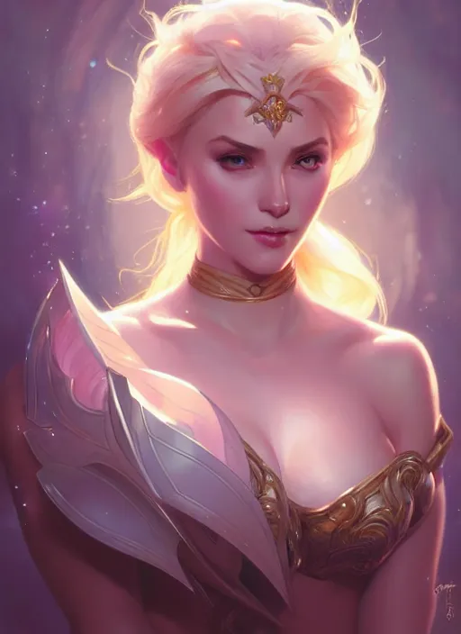 Image similar to portrait of lux from league of legends fantasy, intricate, elegant, highly detailed, digital painting, artstation, concept art, smooth, sharp focus, illustration, art by artgerm and greg rutkowski and alphonse mucha