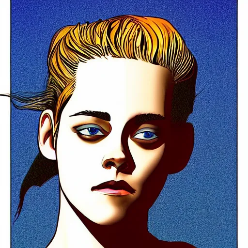 Image similar to “ kristen stewart retro minimalist portrait by jean giraud, moebius starwatcher comic, 8 k ”