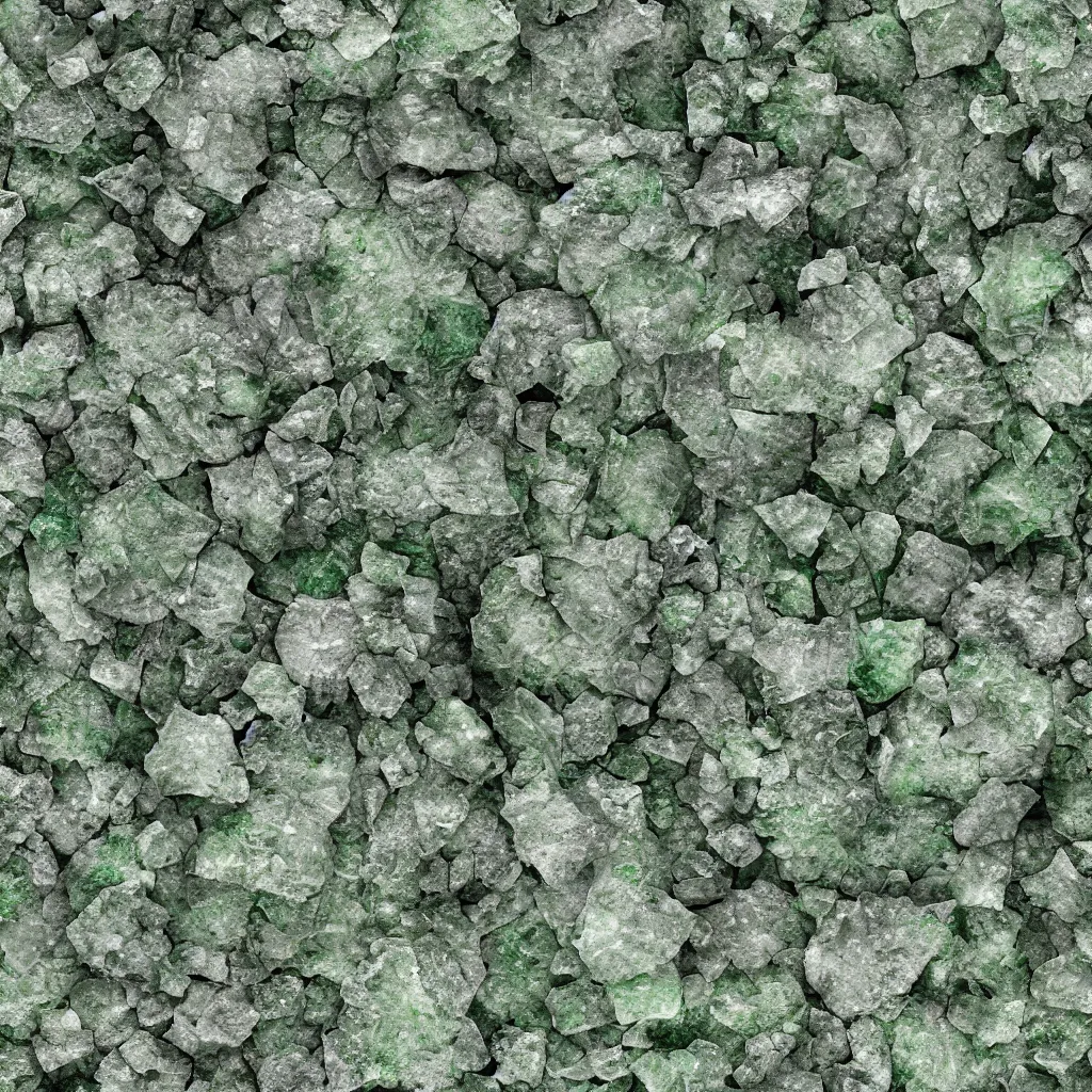 Image similar to long green crystals sticking out of the rock surface, detailed ground terrain albedo texture, flat, 2 d texture, seamless