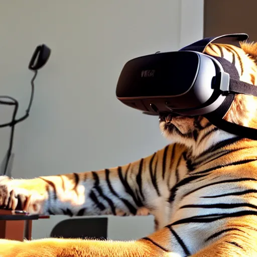 Image similar to a tiger wearing a vr headset