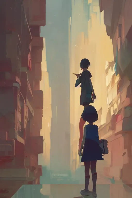 Prompt: we looked at each other and her face was red and blue, cory loftis, james gilleard, atey ghailan, makoto shinkai, goro fujita, character art, exquisite lighting, clear focus, very coherent, plain background, dramatic painting