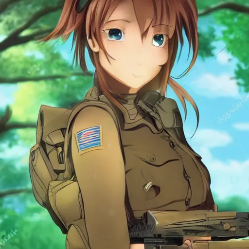 Prompt: detailed anime art of a beautiful tan female soldier in a savannah, cinematic lighting