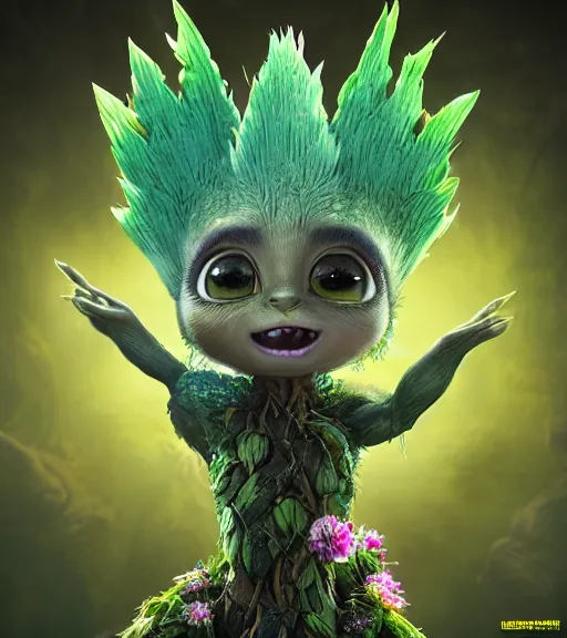 Prompt: an epic fantasy comic book style portrait painting of an extremely cute and adorable very beautiful flowerpunk pineapple dryad groot halfling cat na'vi from avatar, by mark ryden and pixar and hayao miyazaki, unreal 5, daz, hyperrealistic, octane render, cosplay, rpg portrait, dynamic lighting, intricate detail, harvest fall vibrancy, cinematic