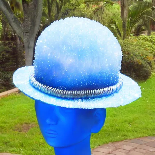 Image similar to blue ice crystal hat sculpture of galaxy