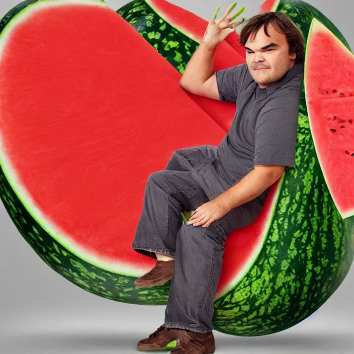 Image similar to jack black as a watermelon, 8 k,