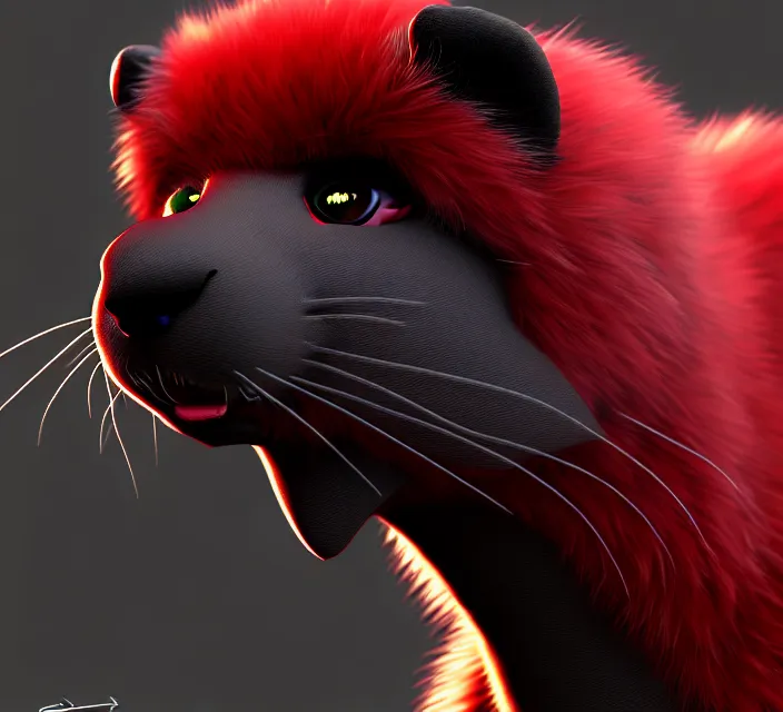 Image similar to furry - male - red - black - weasel - geistcaller - fursona uhd ue 5 visual novel pc game expressions, photorealistic