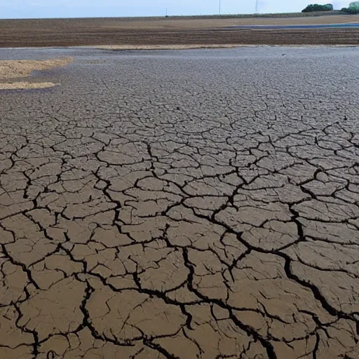 Prompt: the drought hits the uk, no water in the river thames and the sea dried up, - n 4