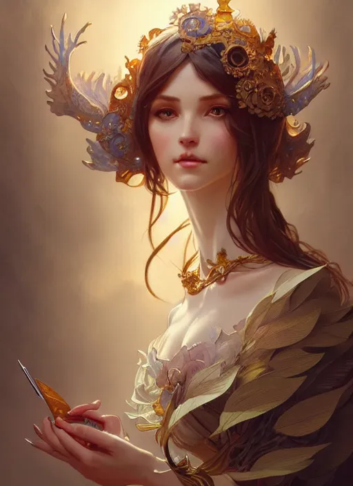 Image similar to cute anthropomorphic, fantasy, intricate, elegant, highly detailed, digital painting, artstation, concept art, wallpaper, smooth, sharp focus, illustration, art by artgerm and greg rutkowski and alphonse mucha