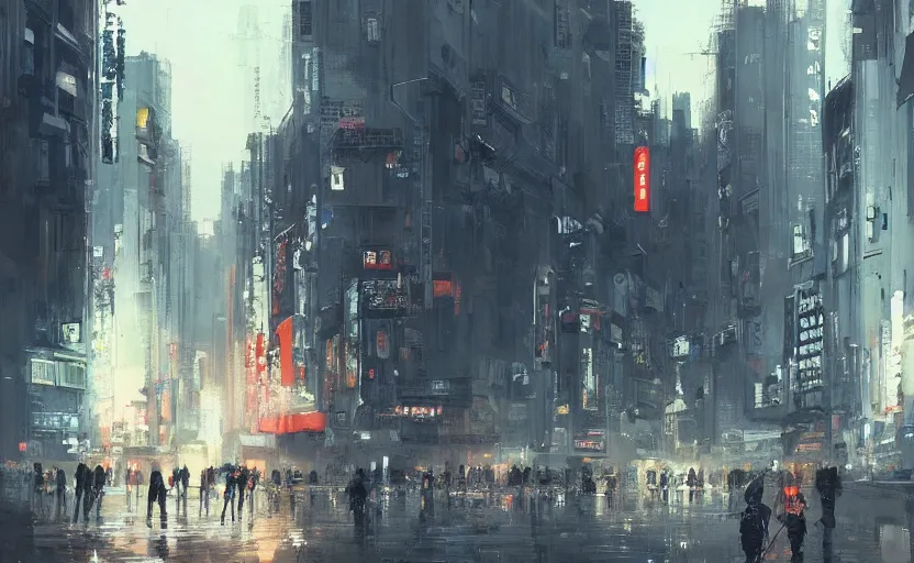 Prompt: A painting of Tokyo trending on artstation in the style of Greg Rutkowski