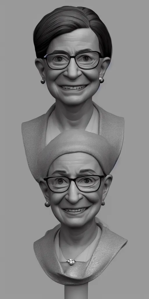 Prompt: Fanart 3D model of Ruth Bader Ginsberg, trending on artstation, cycles render, character bust, For Hire 3D artist, Pixar and Industrial