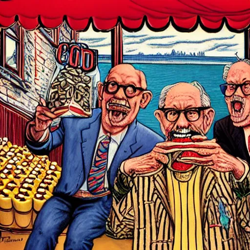 Prompt: The Artwork of R. Crumb and his Cheap Suit Orville Redenbacher tells you to eat his popcorn, pencil and colored marker artwork, trailer-trash lifestyle