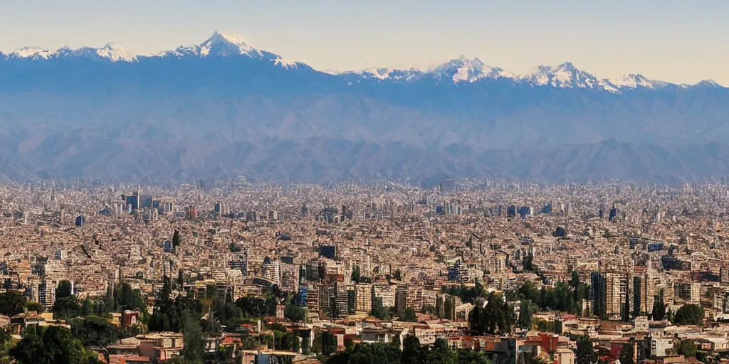 Prompt: panoramic picture of santiago de chile, daylight