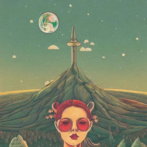 Prompt: a green grassy farm on the moon with earth seen in the distance by martine johanna and jeremiah ketner, macabre | trending on artstation