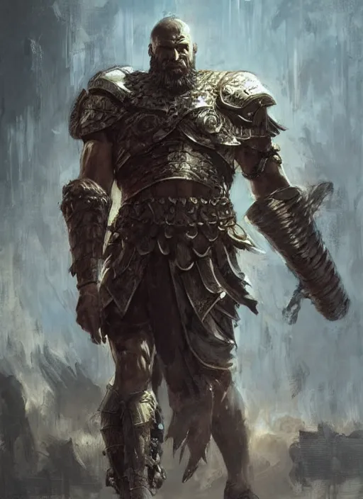 Prompt: ancient historically accurate depiction of the Bible Character Goliath of Gath, the Philistine warrior giant in ancient persian chainmail armor, dramatic lighting art by Yoji Shinkawa by Richard Schmid by greg rutkowski by Sandra Chevrier by Jeremy Lipking cinematic dramatic