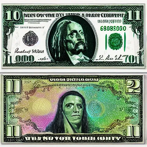 Image similar to fantasy art counterfeit money designs
