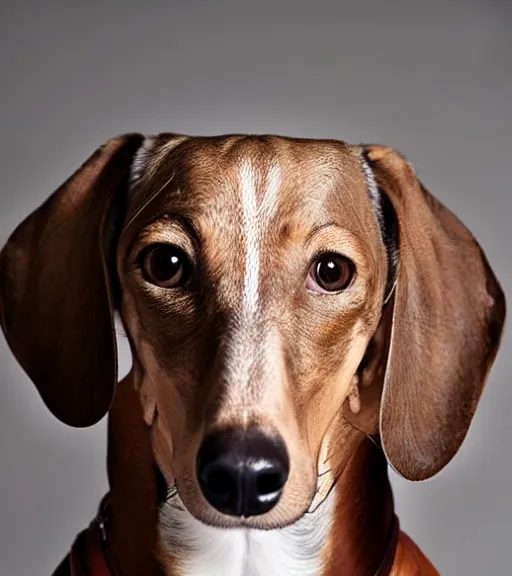 Image similar to owen wilson with a snout and the ears of a dachshund : : headshot : : studio lighting,