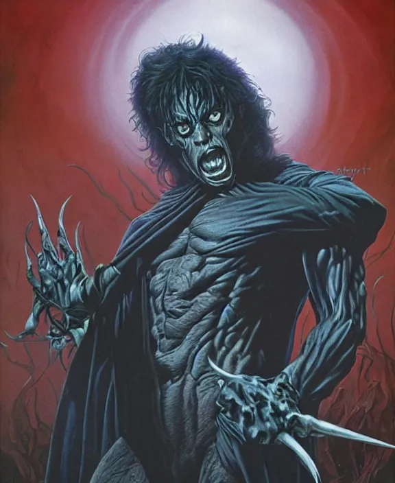 Image similar to Poster artwork of Tim Curry as Darkness from Legend (1985) by Gerald Brom, detailed