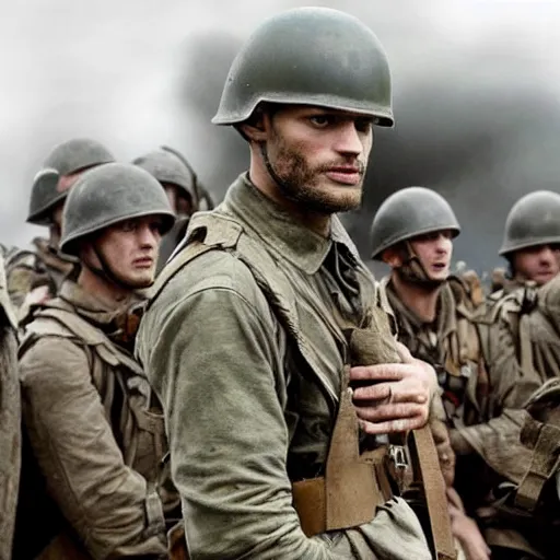 Prompt: Jamie Dornan starring in saving private Ryan