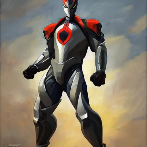 Image similar to greg manchess portrait painting of armored spiderman ultraman grey fox from metal gear cyborg japanese - american hybrid as overwatch character, medium shot, asymmetrical, profile picture, organic painting, sunny day, matte painting, bold shapes, hard edges, street art, trending on artstation, by huang guangjian and ail elvgren and sachin teng