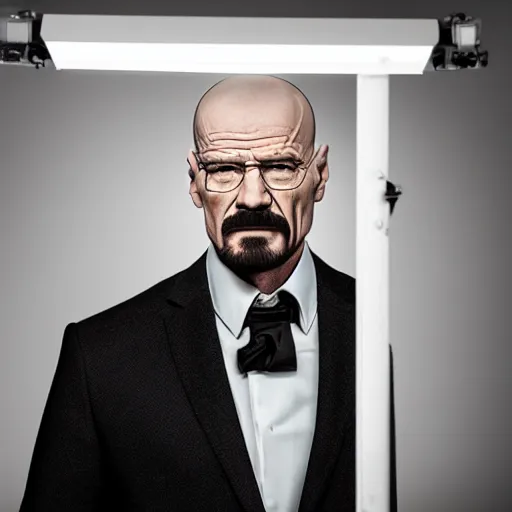 Image similar to Walter white as John Wick, promo shoot, studio lighting