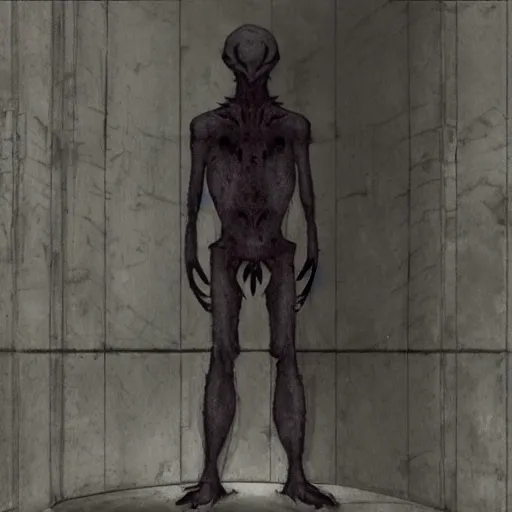 Image similar to liminal creature from the halls of the scp foundation, realistic, eerie