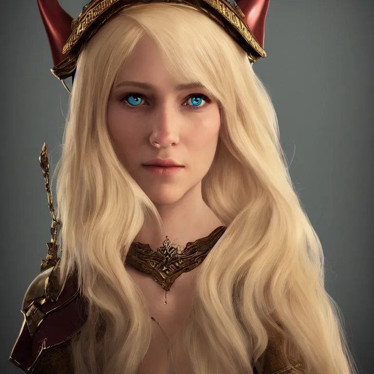 Image similar to a d & d character portrait of a beautiful noble elf princess with blonde hair, regal jewellry by bowater, charlie, trending on artstation, 4 k, cgsociety octane render