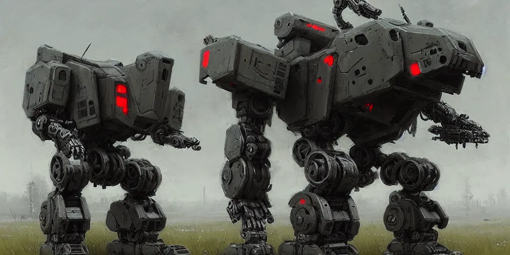 Image similar to four legged war machine mech art, artstation, highly detailed, by jakub rozalski