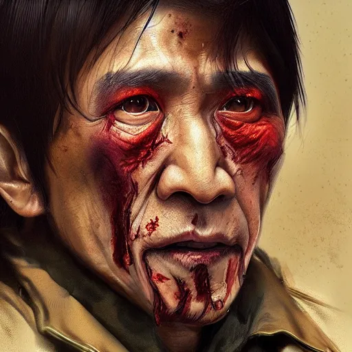 Image similar to a portrait of a zombie Jackie Chan, by WLOP, detailed, realistic, trending on artstation