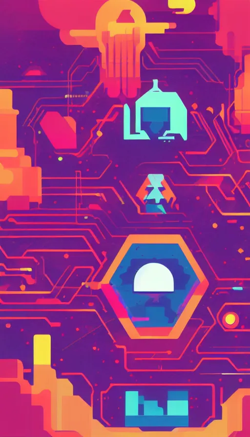 Image similar to techno artwork, by kurzgesagt,