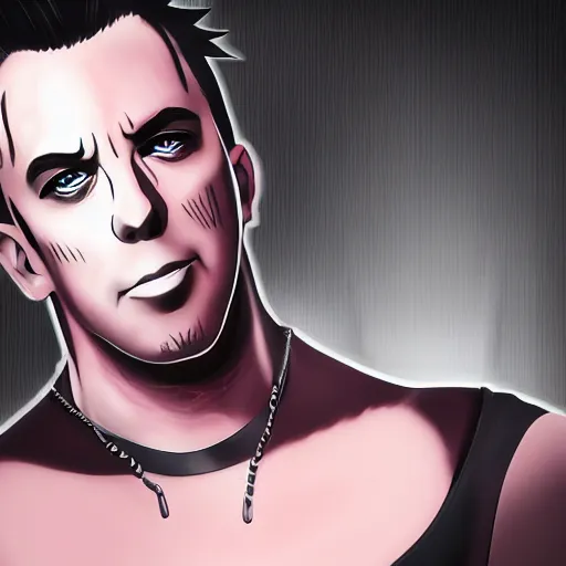 Image similar to Till Lindemann in anime style, high quality art, 8K, HD, render