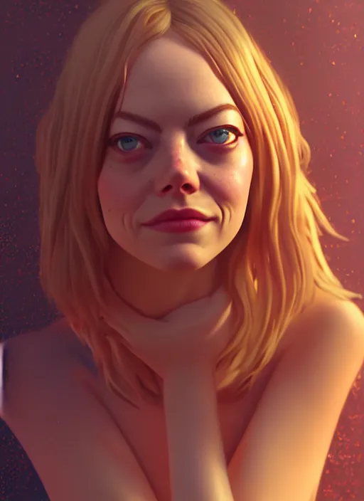 Image similar to emma stone, hyper detailed, digital art, trending in artstation, cinematic lighting, studio quality, smooth render, unreal engine 5 rendered, octane rendered, art style by klimt and nixeu and ian sprigger and wlop and krenz cushart.