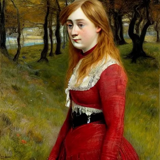 Prompt: a true-to-life portrait of Saoirse Ronan painted by John Everett Millais, real life accurate, Saoirse Ronan actress,