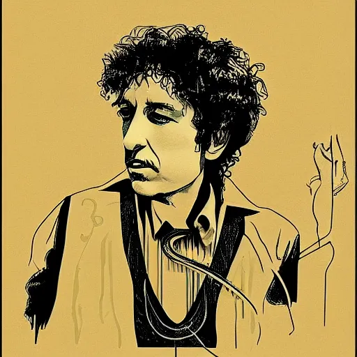 Image similar to art nouveau portrait of bob dylan by paul rand