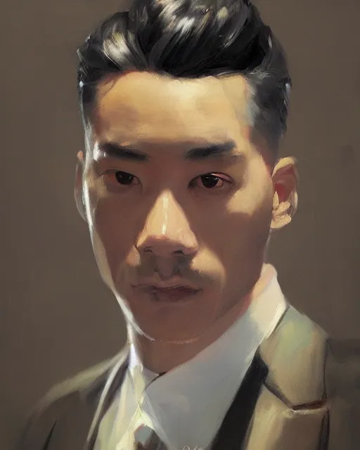 Image similar to an excellent painted portrait of a gangster from the 20s in new york by Peter Xiao and Yanjun Cheng, Stanley Artgerm Lau, 4K resolution, trending on artstation, masterpiece