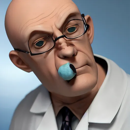 Image similar to A middle-aged Dr. Venture in real life with a hooked nose, a long gaunt face and skinny body and neck, very thin and bald, realistic, very realistic, hyperrealistic, highly detailed, very detailed, extremely detailed, detailed, digital art, oil painting, trending on artstation, headshot and bodyshot, detailed face, very detailed face, extremely detailed face, HD Quality, 8k resolution, very very detailed face, real life