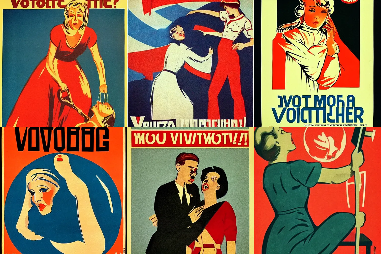 Prompt: “vintage soviet propaganda poster about the dangers of women voting”