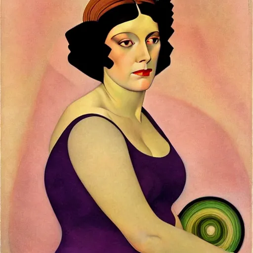 Image similar to Art in the style of Coles Phillips, Gaia, Full figured Mother Earth, portrait, Tamara De Lempicka, Kandinsky