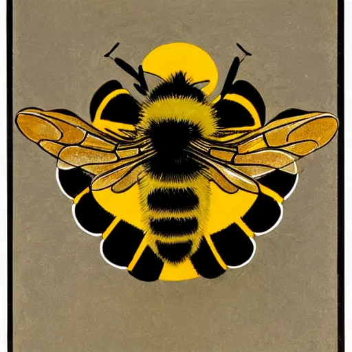 Image similar to a fierce dead bumblebee in the crosshairs of a gun, art nouveau,