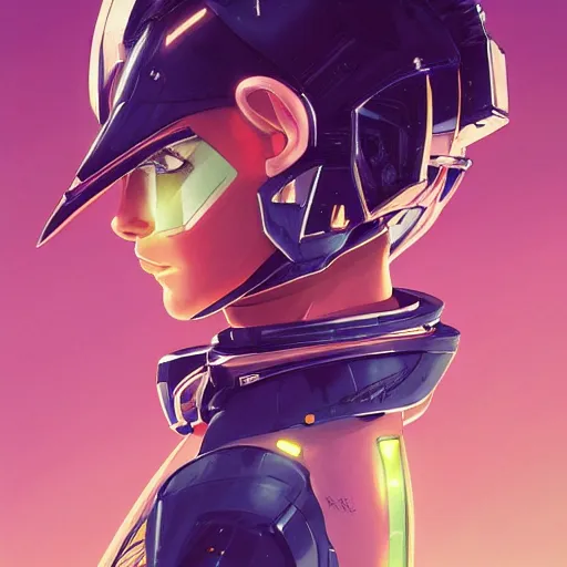 Image similar to a portrait of a stunning beautiful elite kendall jenner gundam pilot, with an intricate, detailed, urban inspired hiphop afro futuristic helmet, vector behance hd jesper ejsing, rhads, makoto shinkai, lois van baarle, ilya kuvshinov, rossdraws, hd, 3 2 k, ilya kuvshinov, gustav klimt