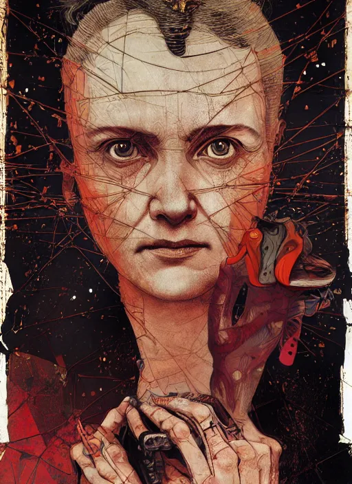 Image similar to marie curie, eun emerging from renaissance italy into a cyberpunk mutiversal realm by conrad roset, nicola samuri, dino valls, m. w. kaluta, jakub rebelka, rule of thirds, seductive look, beautiful