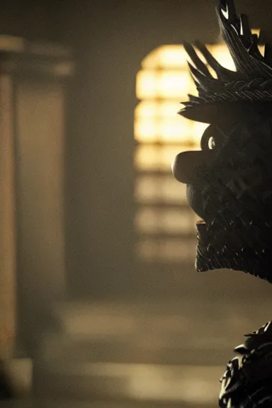 Image similar to very very intricate photorealistic photo of yoshi in an episode of game of thrones, photo is in focus with detailed atmospheric lighting, award - winning details