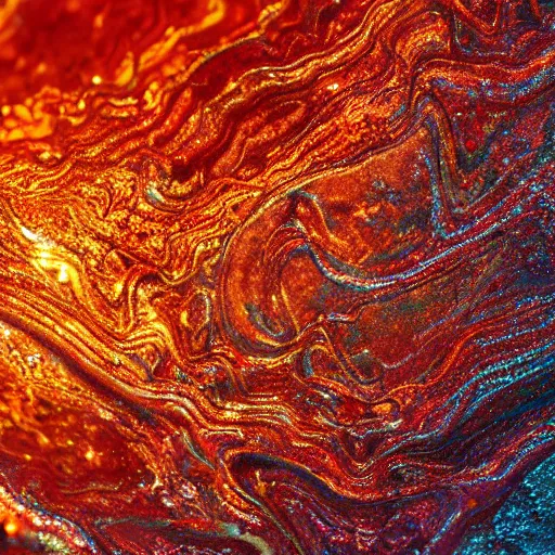 Prompt: octane render : intricate, precision, meticulously carved hyperdetailed ruby crystal, floating on a dripping stream of molten gold that is being filtered through a brilliant blue satin marbled sheet in infinite time. 8 k resolution, 8 k 3 d, photorealistic.