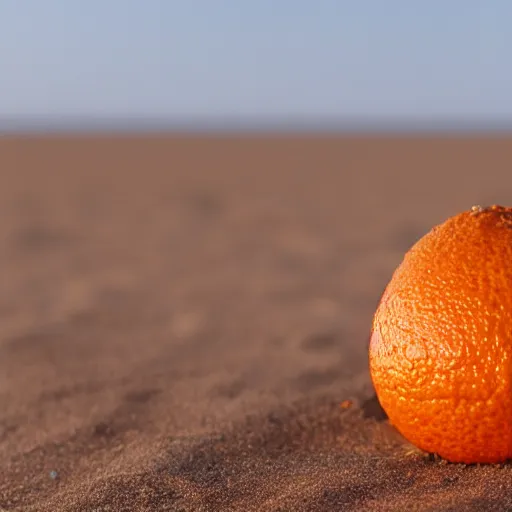 Prompt: a realistic orange on the sand, hyperdetailed 8k ultradetail cinematic