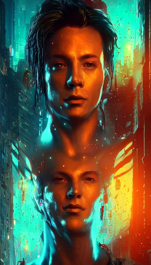 Prompt: altered carbon, rebirth, neon, dreamy vibe, fibonacci, sweat drops, insane intricate, highly detailed, cinematic, atmospheric. digital painting, artstation, concept art, smooth, sharp focus, illustration, unreal engine 5, 8 k, art by laura sava