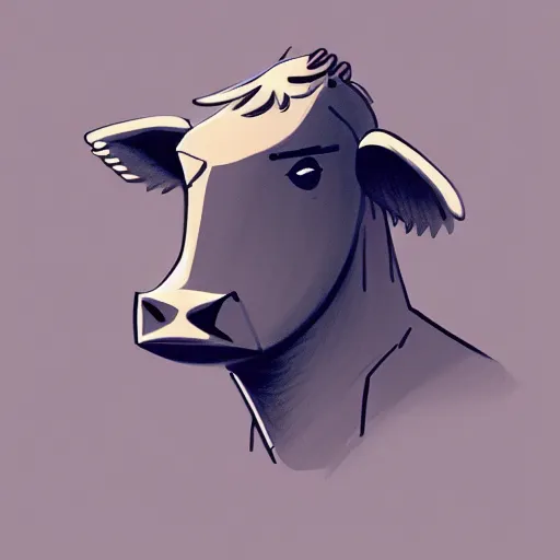 Image similar to illustration of a man turning into a cow, trending on artstation